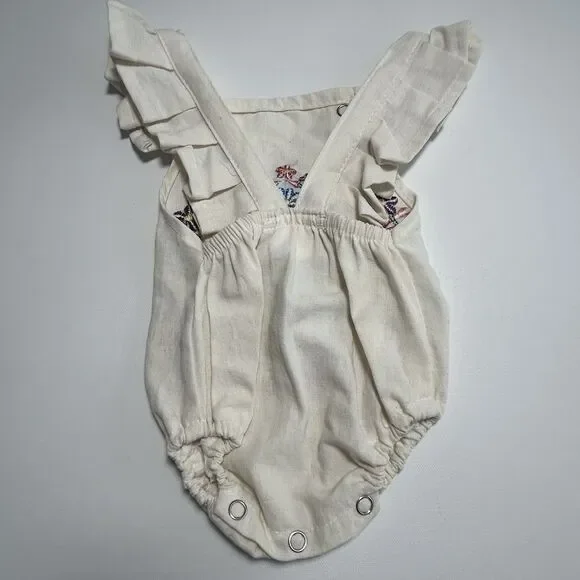 Mexican Embroidered Floral Folk Manta Bodysuit One Piece Romper Baby 0-6 Mos - Picture 2 of 7